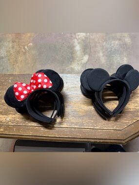 Black Mouse Ear Headbands with Red Polka Dot Bow
